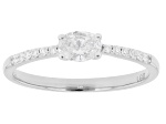 Oval and Round White Lab-Grown Diamond H SI Rhodium Over Sterling Silver Ring 0.40ctw
