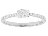 Oval and Round White Lab-Grown Diamond H SI Rhodium Over Sterling Silver Ring 0.40ctw