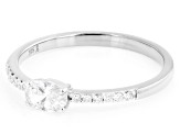 Oval and Round White Lab-Grown Diamond H SI Rhodium Over Sterling Silver Ring 0.40ctw