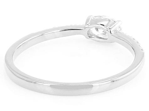 Oval and Round White Lab-Grown Diamond H SI Rhodium Over Sterling Silver Ring 0.40ctw