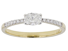 Oval and Round White Lab-Grown Diamond H SI 14K Yellow Gold Over Sterling Silver Ring 0.40ctw