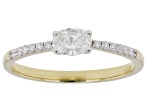 Oval and Round White Lab-Grown Diamond H SI 14K Yellow Gold Over Sterling Silver Ring 0.40ctw