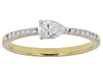 Pear Shape and Round White Lab-Grown Diamond H SI 14K Yellow Gold Over Sterling Silver Ring 0.40ctw