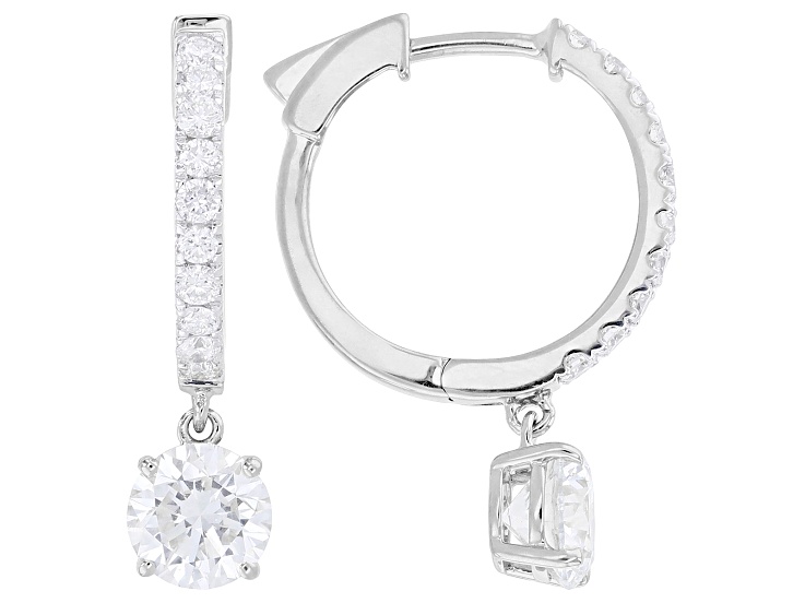 Certified Round White Lab-Grown Diamond G-H VS-SI Rhodium Over Sterling Silver Earrings 2.50ctw