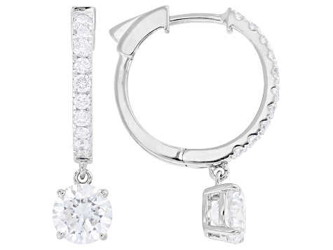 Certified Round White Lab-Grown Diamond G-H VS-SI Rhodium Over Sterling Silver Earrings 2.50ctw