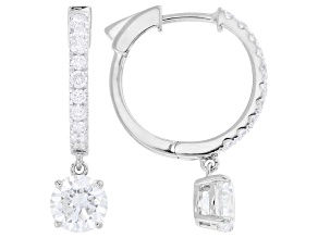 Certified Round White Lab-Grown Diamond G-H VS-SI Rhodium Over Sterling Silver Earrings 2.50ctw
