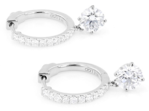 Certified Round White Lab-Grown Diamond G-H VS-SI Rhodium Over Sterling Silver Earrings 2.50ctw