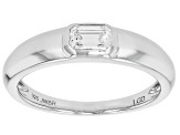 Emerald Cut White Lab-Grown Diamond H SI Rhodium Over Sterling Silver Solitaire Ring 0.33ct