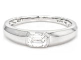 Emerald Cut White Lab-Grown Diamond H SI Rhodium Over Sterling Silver Solitaire Ring 0.33ct