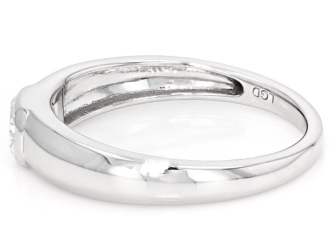 Emerald Cut White Lab-Grown Diamond H SI Rhodium Over Sterling Silver Solitaire Ring 0.33ct