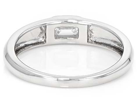 Emerald Cut White Lab-Grown Diamond H SI Rhodium Over Sterling Silver Solitaire Ring 0.33ct