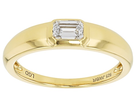 Emerald Cut White Lab-Grown Diamond H SI 14K Yellow Gold Over Sterling Silver Solitaire Ring 0.33ct