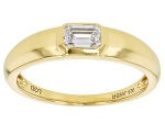 Emerald Cut White Lab-Grown Diamond H SI 14K Yellow Gold Over Sterling Silver Solitaire Ring 0.33ct