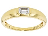 Emerald Cut White Lab-Grown Diamond H SI 14K Yellow Gold Over Sterling Silver Solitaire Ring 0.33ct