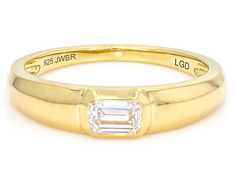 Emerald Cut White Lab-Grown Diamond H SI 14K Yellow Gold Over Sterling Silver Solitaire Ring 0.33ct