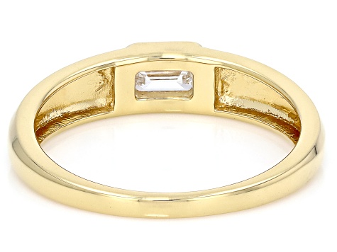 Emerald Cut White Lab-Grown Diamond H SI 14K Yellow Gold Over Sterling Silver Solitaire Ring 0.33ct