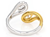 Pear, Oval and Round White Lab-Grown Diamond H SI Rhodium and 14K YG Over Silver Ring 1.00ctw
