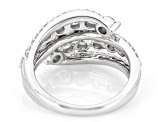 Round White Lab-Grown Diamond H SI Rhodium Over Sterling Silver Bypass Ring 1.25ctw