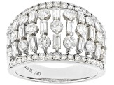 Round and Baguette White Lab-Grown Diamond H SI Rhodium Over Sterling Silver Ring 2.00ctw
