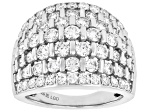 Round White Lab-Grown Diamond H SI Rhodium Over Sterling Silver Ring 3.00ctw