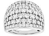 Round White Lab-Grown Diamond H SI Rhodium Over Sterling Silver Ring 3.00ctw