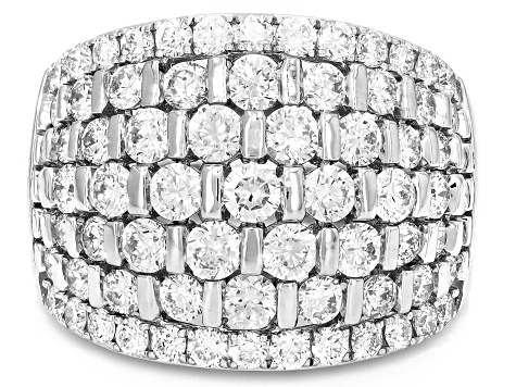 Round White Lab-Grown Diamond H SI Rhodium Over Sterling Silver Ring 3.00ctw