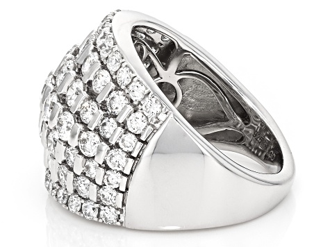 Round White Lab-Grown Diamond H SI Rhodium Over Sterling Silver Ring 3.00ctw