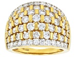 Round White Lab-Grown Diamond H SI 14K Yellow Gold Over Sterling Silver Ring 3.00ctw