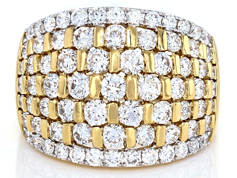 Round White Lab-Grown Diamond H SI 14K Yellow Gold Over Sterling Silver Ring 3.00ctw