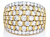 Round White Lab-Grown Diamond H SI 14K Yellow Gold Over Sterling Silver Ring 3.00ctw
