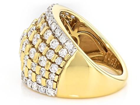 Round White Lab-Grown Diamond H SI 14K Yellow Gold Over Sterling Silver Ring 3.00ctw