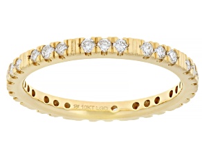 Round White Lab-Grown Diamond G-H SI1 10K Yellow Gold Eternity Band Ring 0.50ctw