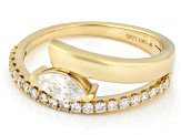 Marquise and Round White Lab-Grown Diamond G-H SI1 10K Yellow Gold Bypass Ring 0.60ctw