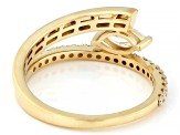 Marquise and Round White Lab-Grown Diamond G-H SI1 10K Yellow Gold Bypass Ring 0.60ctw