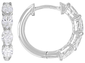 Oval White Lab-Grown Diamond G VS2 10K White Gold Huggie Hoop Earrings 1.00ctw