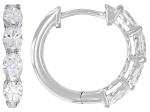 Oval White Lab-Grown Diamond G VS2 10K White Gold Huggie Hoop Earrings 1.00ctw
