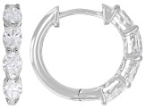 Oval White Lab-Grown Diamond G VS2 10K White Gold Huggie Hoop Earrings 1.00ctw