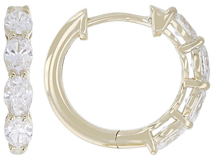 Oval White Lab-Grown Diamond G VS2 10K Yellow Gold Huggie Hoop Earrings 1.00ctw