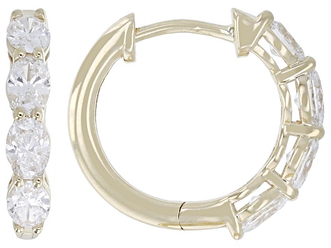 Oval White Lab-Grown Diamond G VS2 10K Yellow Gold Huggie Hoop Earrings 1.00ctw