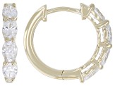 Oval White Lab-Grown Diamond G VS2 10K Yellow Gold Huggie Hoop Earrings 1.00ctw