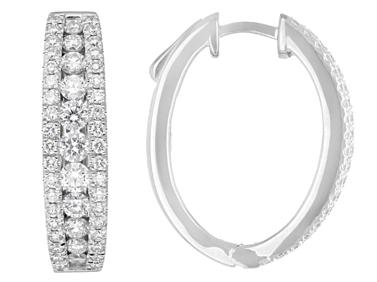 Round Lab-Grown Diamond H SI2 Rhodium Over Sterling Silver Huggie Hoop Earrings 2.00ctw
