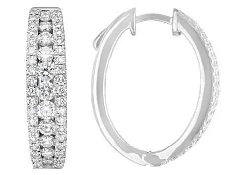 Round Lab-Grown Diamond H SI2 Rhodium Over Sterling Silver Huggie Hoop Earrings 2.00ctw