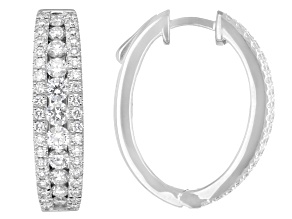 Round Lab-Grown Diamond H SI2 Rhodium Over Sterling Silver Huggie Hoop Earrings 2.00ctw