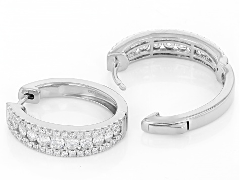Round Lab-Grown Diamond H SI2 Rhodium Over Sterling Silver Huggie Hoop Earrings 2.00ctw