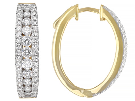 Round Lab-Grown Diamond H SI2 14K Yellow Gold Over Sterling Silver Huggie Hoop Earrings 2.00ctw