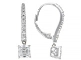 Certified Asscher Cut and Round White Lab-Grown Diamond G SI 10K White Gold Dangle Earrings 2.50ctw