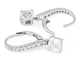 Certified Asscher Cut and Round White Lab-Grown Diamond G SI 10K White Gold Dangle Earrings 2.50ctw