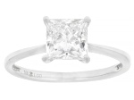 Certified Princess Cut White Lab-Grown Diamond H SI 10K White Gold Solitaire Ring 1.50ct