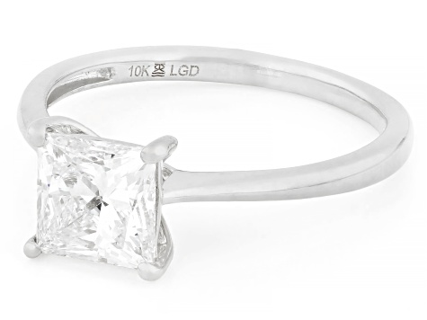Certified Princess Cut White Lab-Grown Diamond H SI 10K White Gold Solitaire Ring 1.50ct