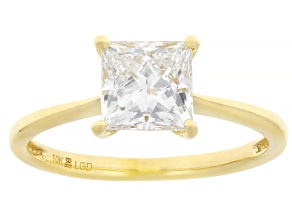 Certified Princess Cut White Lab-Grown Diamond H SI 10K Yellow Gold Solitaire Ring 1.50ct